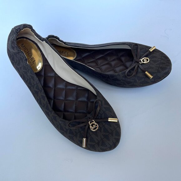 Michael Kors Brown Leather Ballerina Flats - Like New - Picture 1 of 5